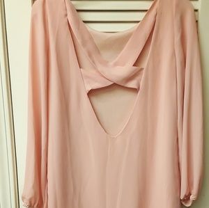 Tobi Blush Pink Blouse Cross Back Boho M L